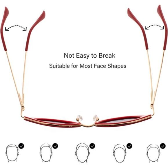 Retro Big Frame Cat Eye Polarized Sunglasses Women with Spring Hinge